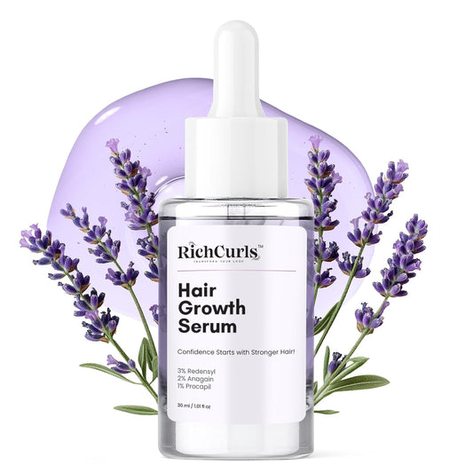 RichCurls Hair Growth Serum 30ml – 3% Redensyl, Caffeine & Rice Extract | Anti-Hair Fall Leave-In for Women & Men