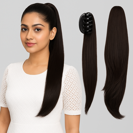 RichCurls Wavy Claw Clip Ponytail – Synthetic Hair Extension for Instant Volume & Length – Easy & Secure Hairpiece