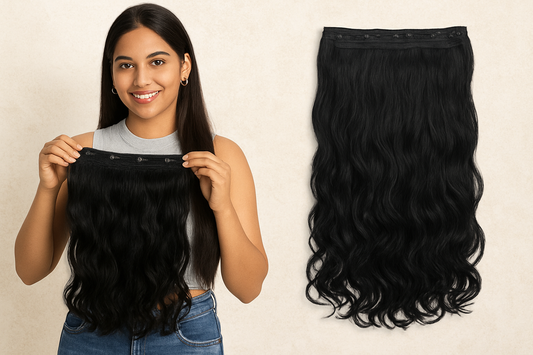 RichCurls 24" Wavy Hair Extension – Soft Lightweight Synthetic Wig with 5 Clips for Women