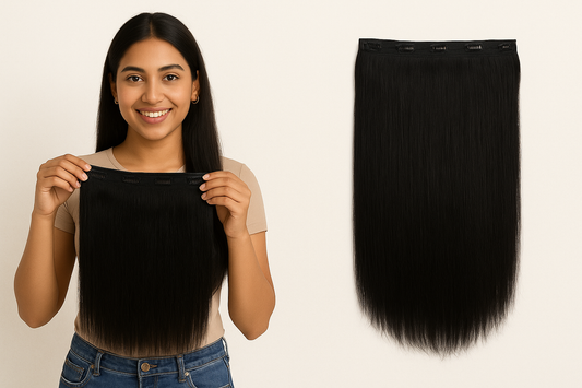 RichCurls 22" Straight Hair Extensions – Clip-In Synthetic Set with 5 Clips – Heat Resistant, Adds Length & Volume