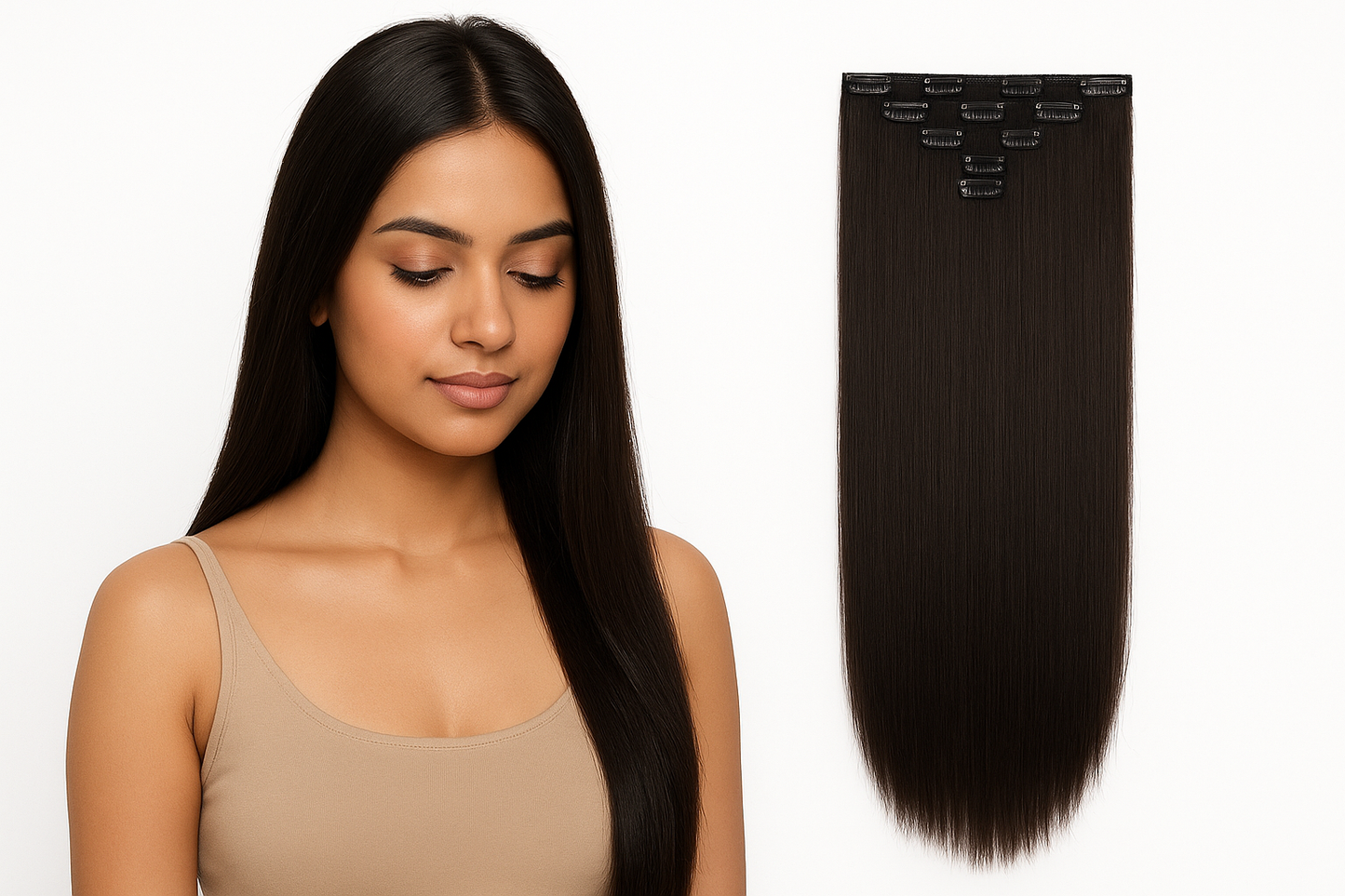 RichCurls 24" Curly/Wavy Hair Extensions – 7-Piece Clip-In Set with 16 Clips – Heat Resistant Synthetic for Women