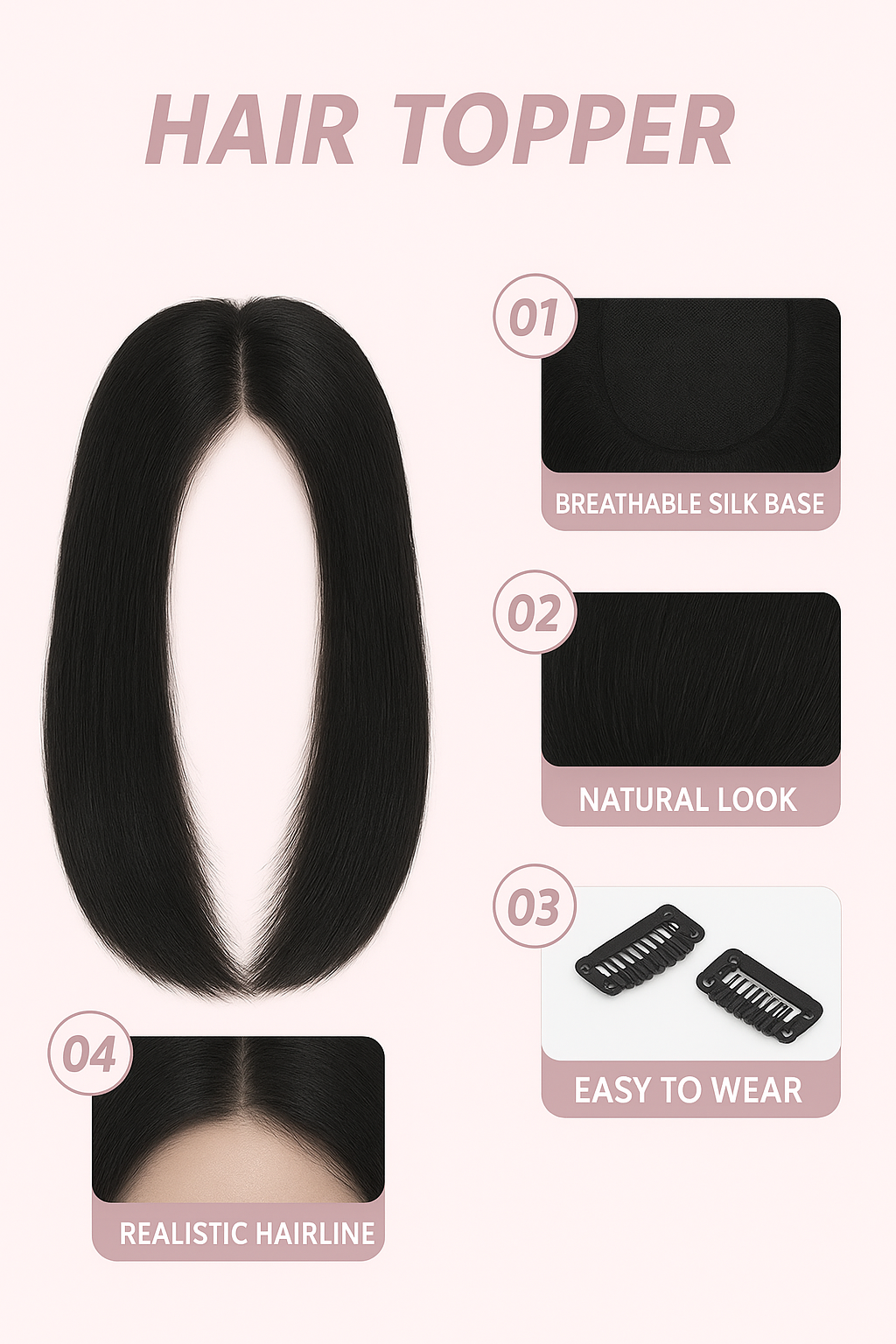 RichCurls Premium Hair Topper for Women – Natural Scalp Coverage & Volume Boost for Thinning Hair